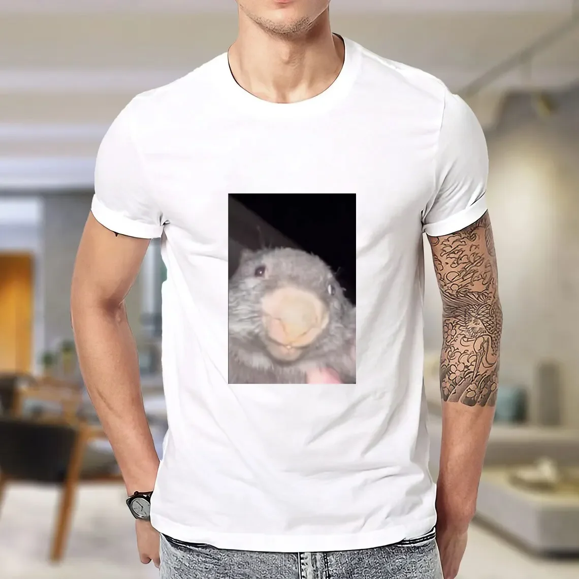 

Футболка Мужская/женская с коротким рукавом, Классическая уличная одежда в стиле Харадзюку, с принтом животных, с цветами, модная повседневная универсальная, на лето