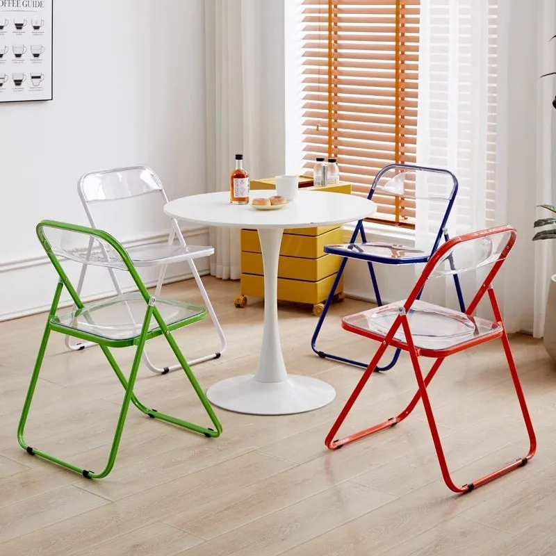 Folding Chair X&D Transparent Folding Chair Modern Simple Home Fashion Dining Chair Acrylic Clothing Store Milk Tea Shop Leisure Folding