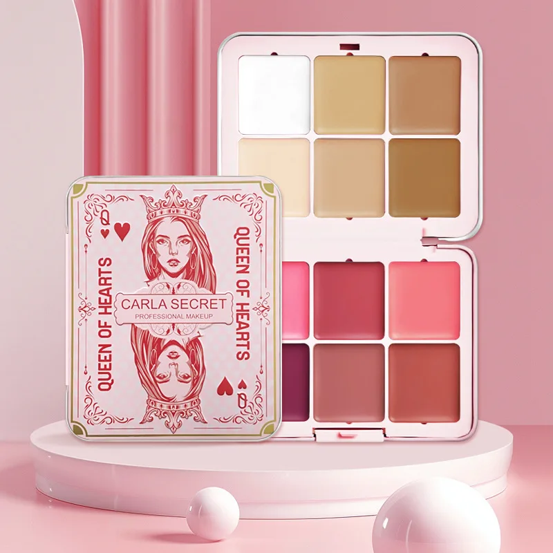 12-Color Iron Box Rouge Plate One Plate of Multi-purpose Natural Matte Concealer Blush Cream Contour and Highlighter Palette 3