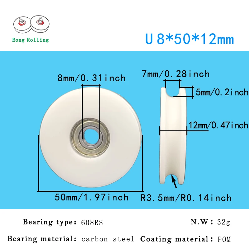 janela, roda de plástico, rolamento Groove roda, móveis, 2in, 6PCs