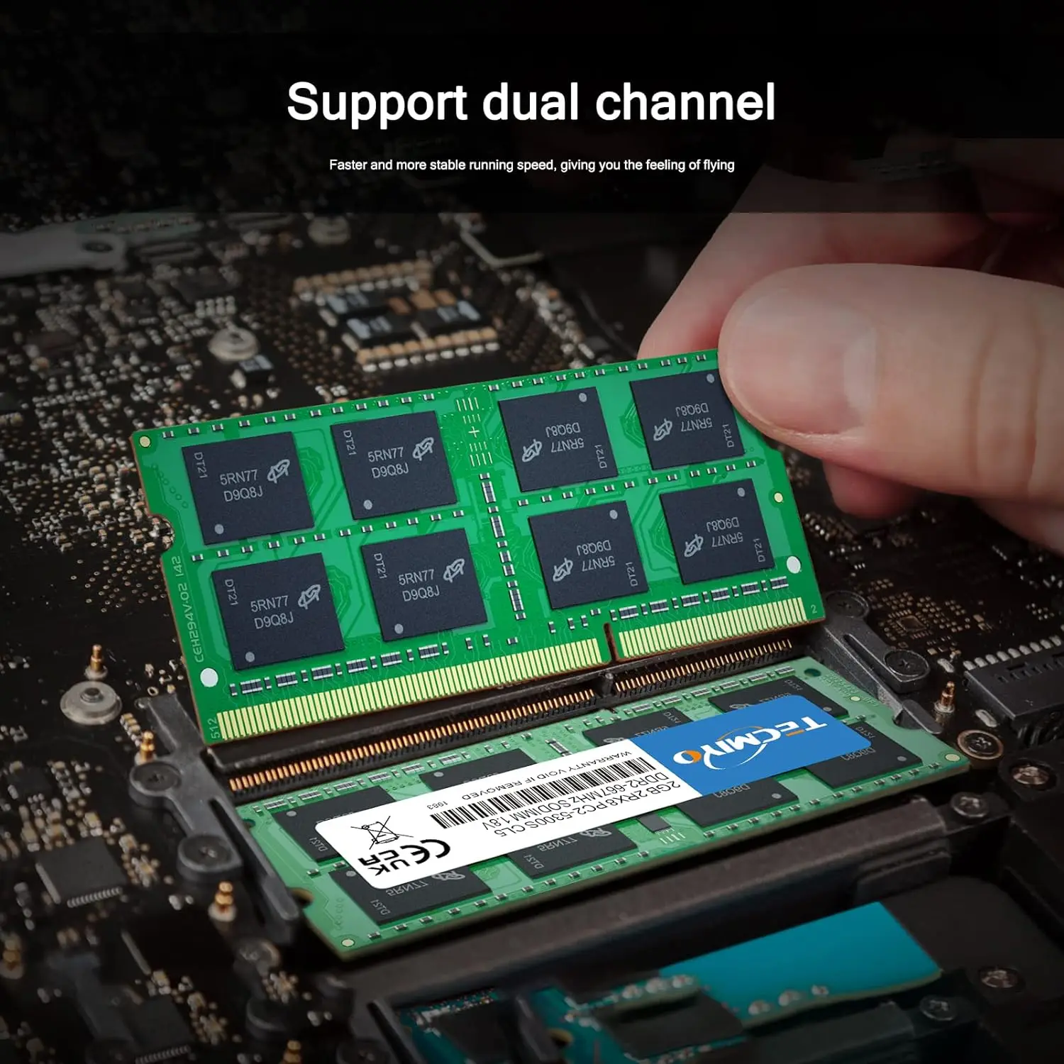 TECMIYO 2GB DDR2 667/800MHz  SODIMM Laptop Memory RAM DDR2 1.8V PC2-5300S/6400S  Non-ECC - Green images - 6