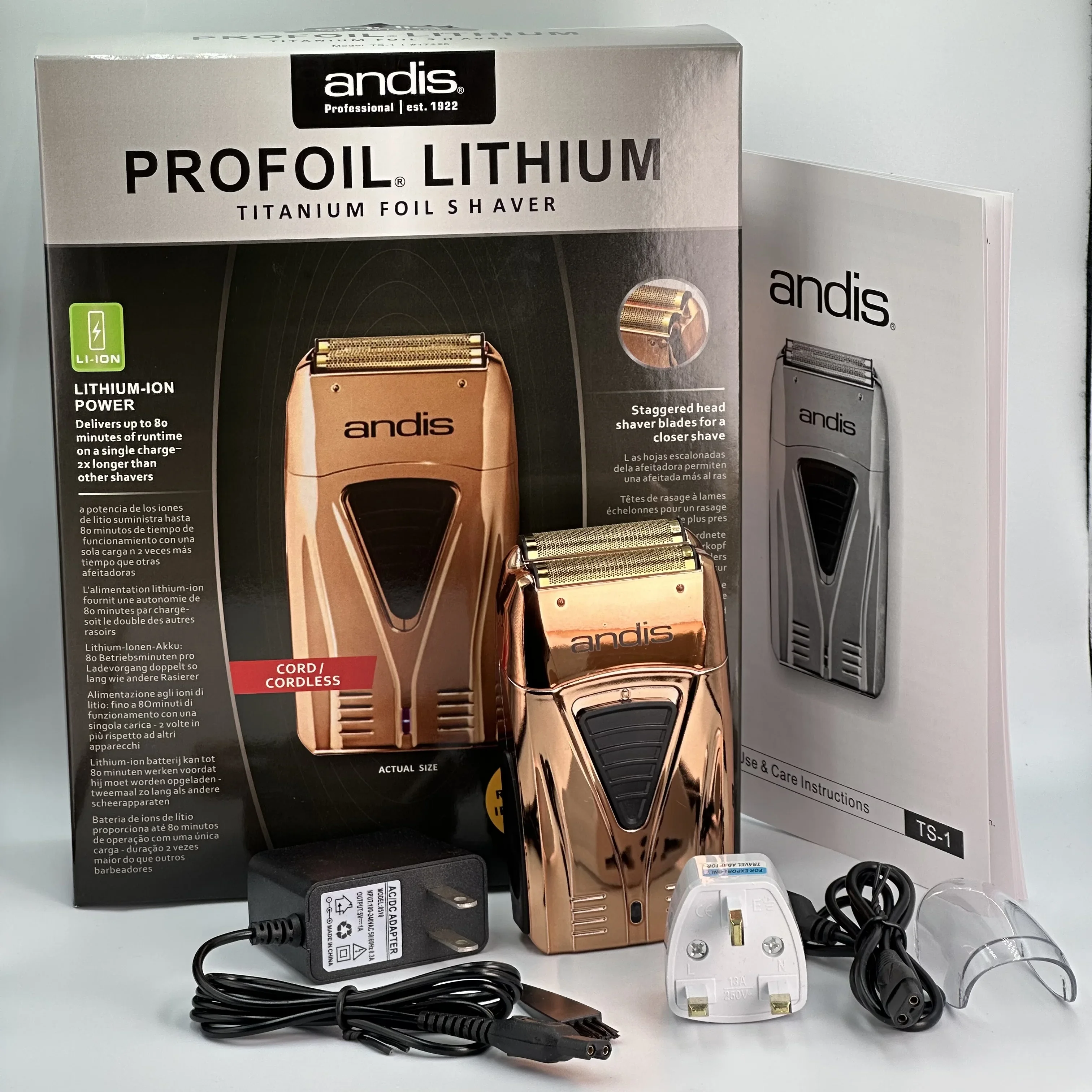기존 Andis Profoil 리튬 플러스 17200 이발사 헤어 청소 전기 면도기 남성용 수염 수염 면도기 대머리 면도기