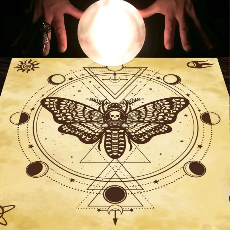 

Divinations Tablecloth Skull Butterfly Moon Phases Tarot Cards Tablecloth Altars Cloth Divinations Board Game Accessory
