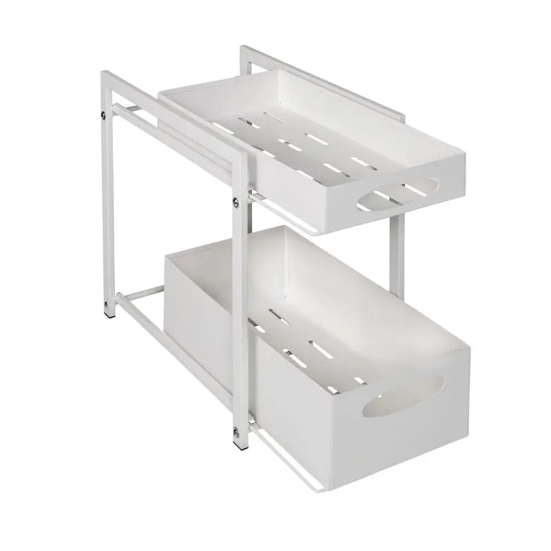 Honey Can Do Metal Kitchen Cabinet Organizer with Drawers, White