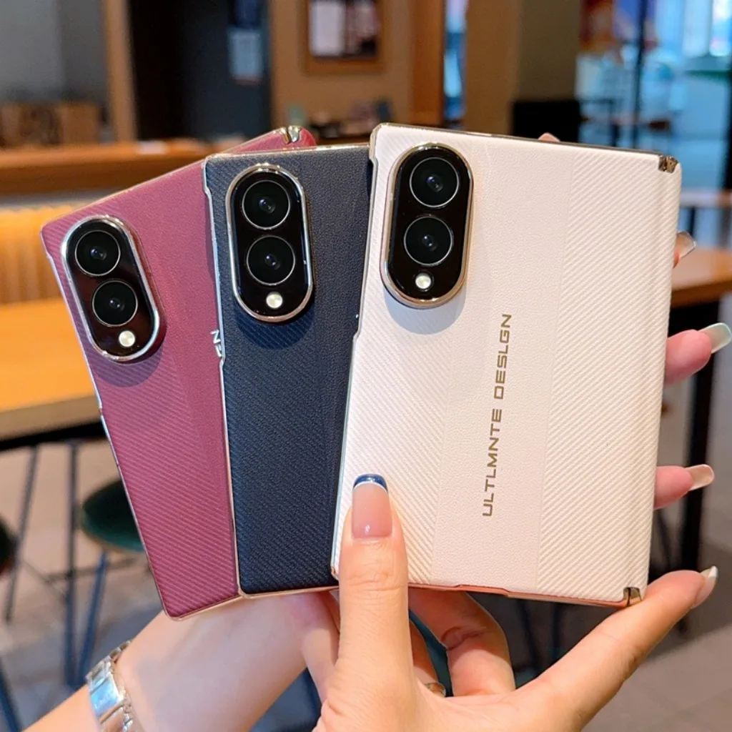 Carbon Fiber Texture PU Leather Shockproof Phone Case with Electroplated Frame
