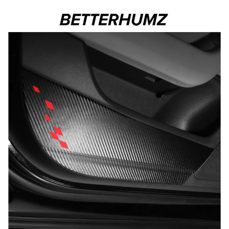 자동차 인테리어 문짝 패널 안티 킥 패드, 탄소 섬유 가죽 트림 스티커 튜닝, ..