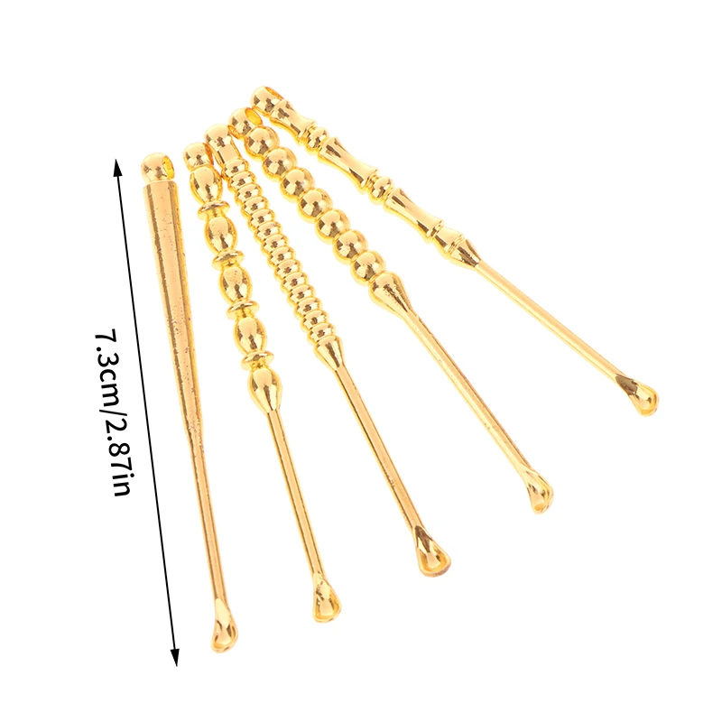 Ear Pick Ear Curette Cleaner Earwax Removal Cleaning Tools Brass Ear Spoon Portable Ear Cleaner Curette Multiple Design 6