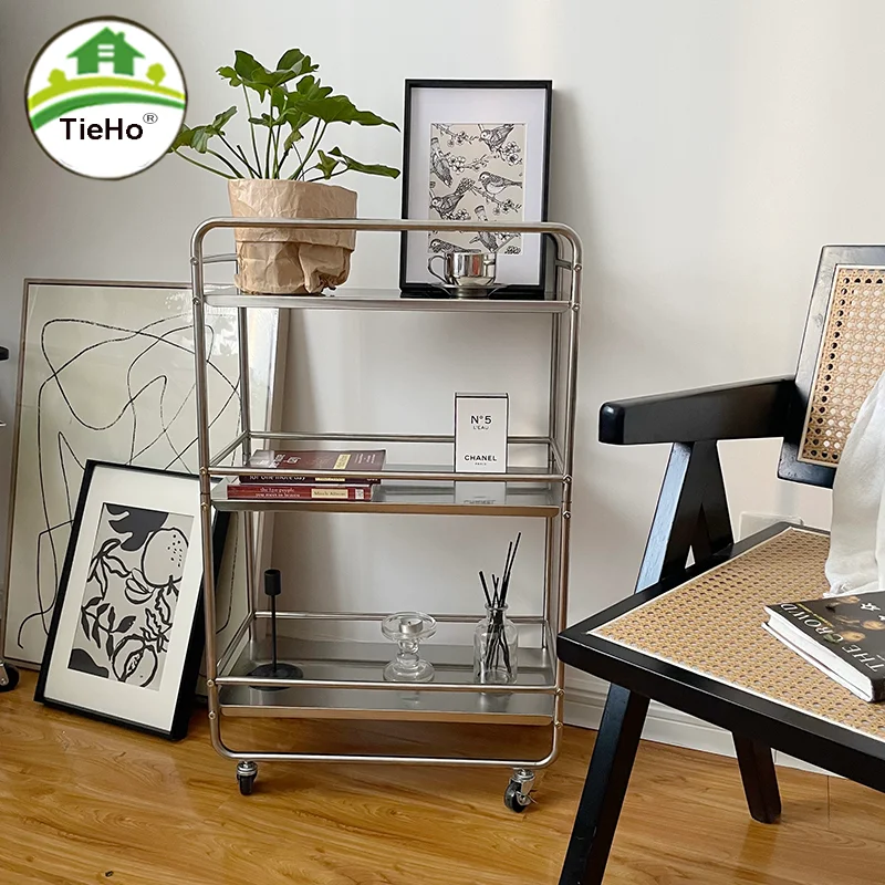 

Multi-layer Floor Movable Storage Rack Modern Iron Storage Organizer With Wheel Large Capacity Bathroom Sundries Shelf Furniture