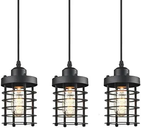 

Pack Pendant Light Fixture Mini Rustic Metal Cage Hanging Lighting (Bronze, 3 Pack) Aquarium light Restaurant accessories Cloud