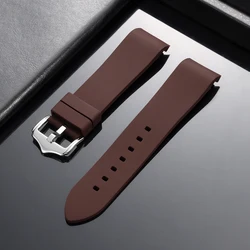 Curved End Silicone Sport Waterproof Watch Band Bracelet - Various Sizes - 20mm (Coffee)