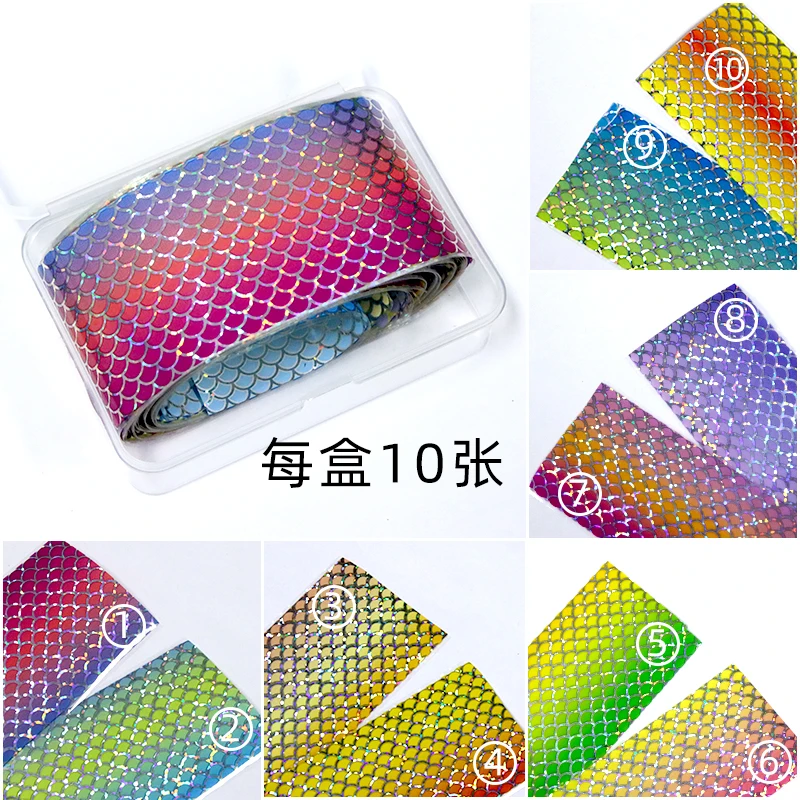 

Wholesale Mermaid Skin Nail Foils Transfer Sticker Manicure Starry Paper Wraps Adhesive Sliders Nail Art Decoration