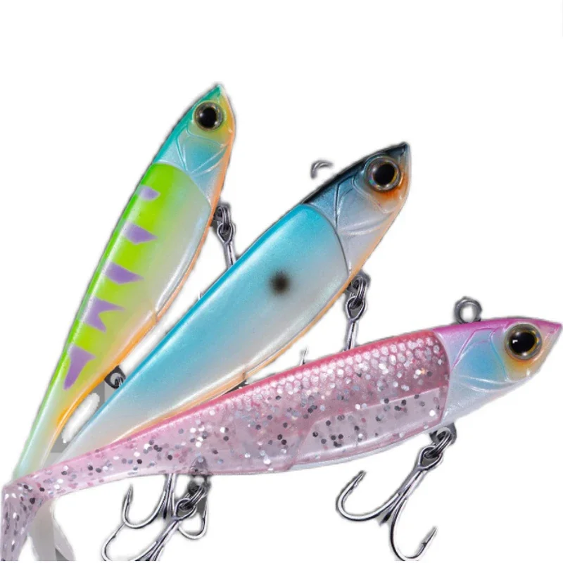 

ALASICKA 92mm22.5g 10mm38g T-tail Soft Bait Long-range Fake Bait Wobbler Isca Artificial High Frequency Tremor Metal Head Bait