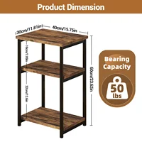 Table d'appoint étroite à 3 niveaux avec étagère de rangement, tables de chevet en bois avec cadre en métal, Table d'appoint de canapé pour chambre à coucher et salon 4