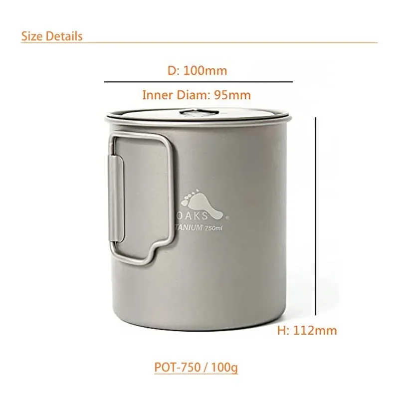 TOAKS Titanium 750ml Pot and Wood Stove STV-12 Ultralight Set for Outdoor Camping Hiking POT-750 & STV-12 4