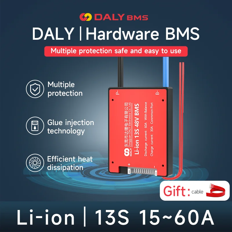 Daly BMS Liion 13S 48V 15A 20A 30A 40A 50A 60A BMS With Soft Switch