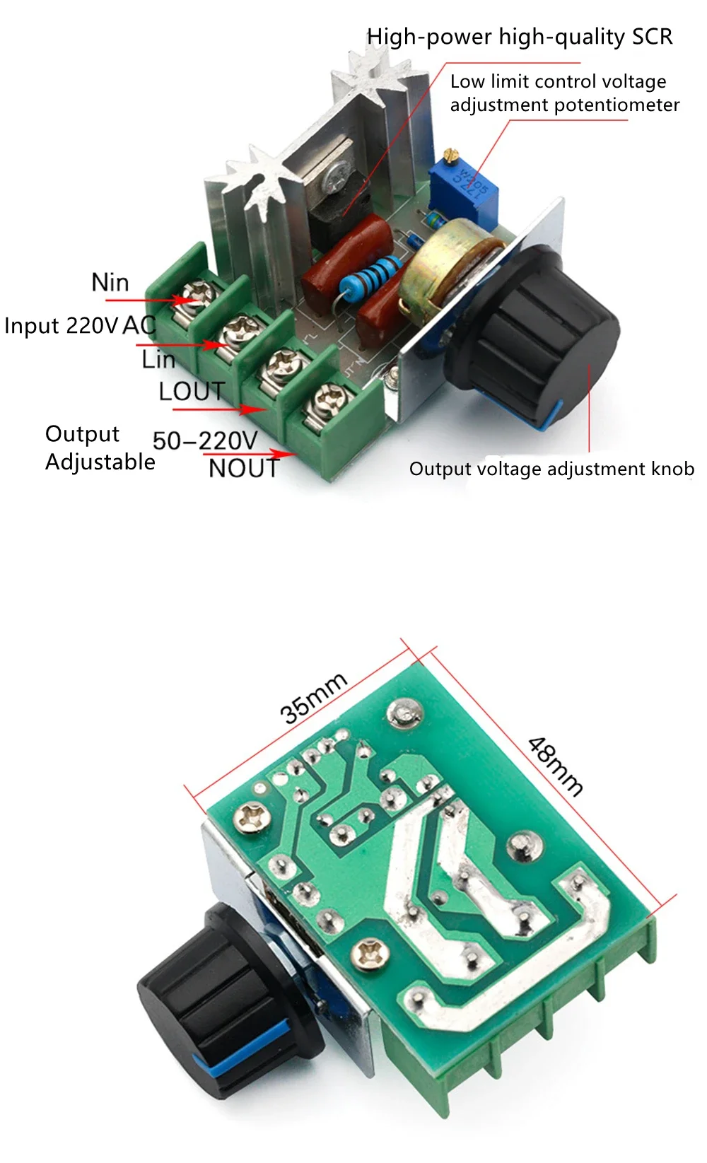 LED Module Dimmer Switch 220V Voltage Regulator 2000W Speed Controller SCR Rectifier Thermostat for LED Lamp Strip Light