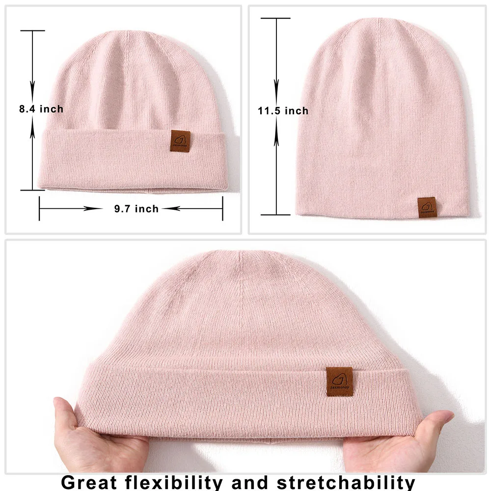 Jaxmonoy Women's Slouchy Beanie – Soft Knit Winter Hat, Brick Color, Medium, Acrylic Blend, Stretchy Fit