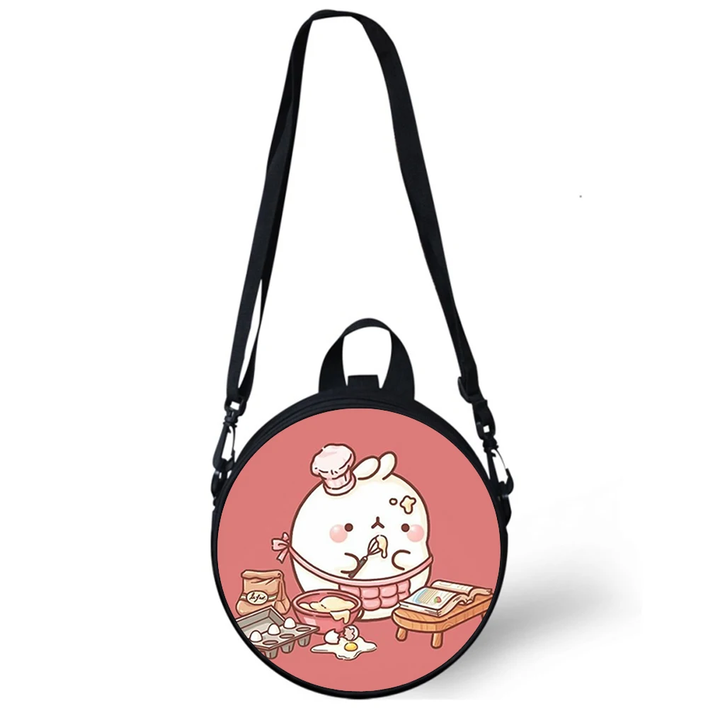 Korean cartoon molang Child kindergarten Bag 3D Print Crossbody Shoulder Bags For School Women Mini Round Bagpacks Rugtas Bag