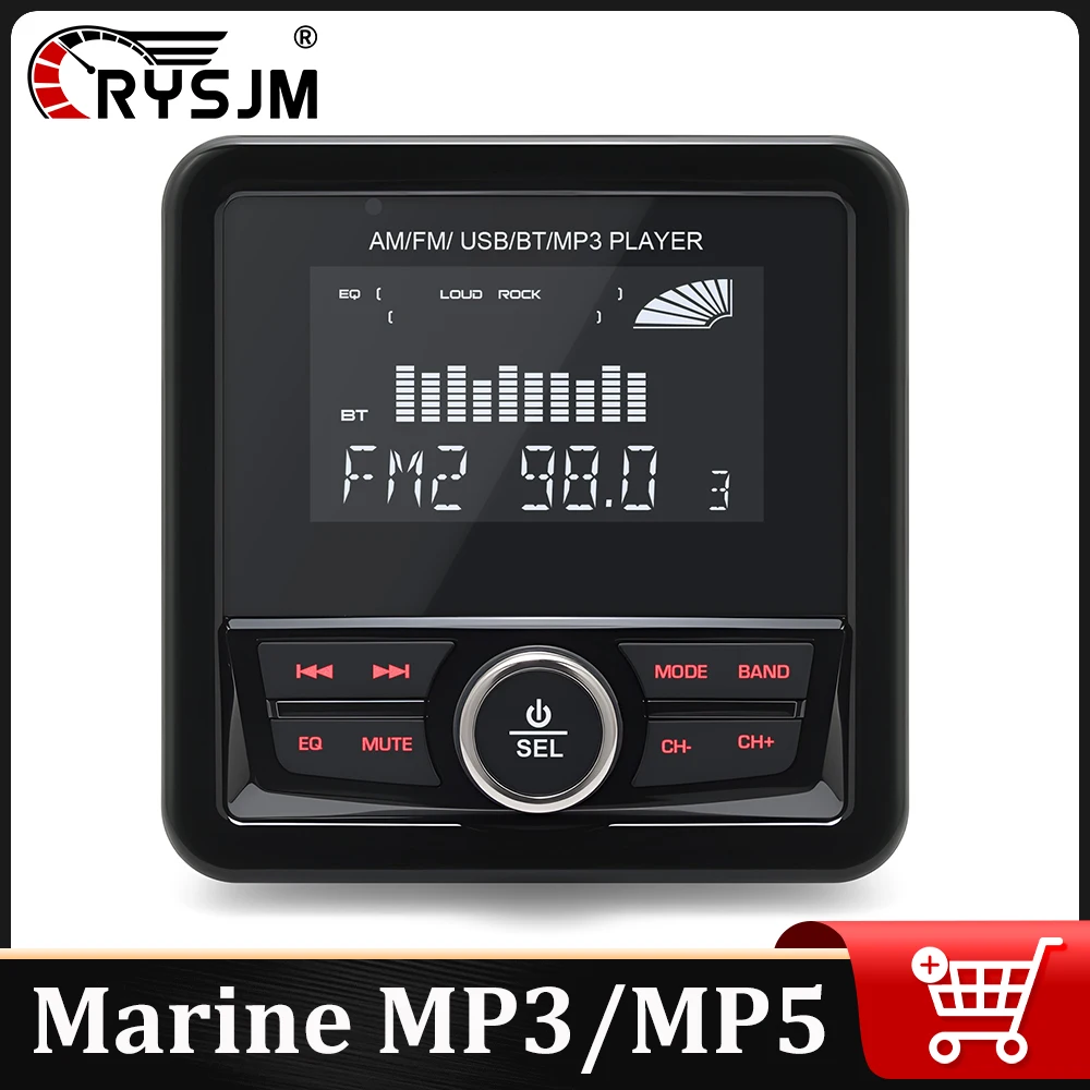 Boat Marine Stereo Radio Waterproof Bluetooth-compatible For Boat/Yacht/Caravan/RV/ATV Radio Player FM AM Media Audio Player