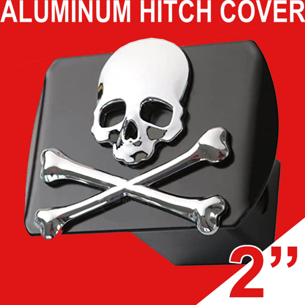 

METAL Chrome Emblem Trailer Hitch Cover Hitch Tube Plug Cap Fits 2" 50mm Trunk Receiver Tow Towing Accessories Car Styling Skull