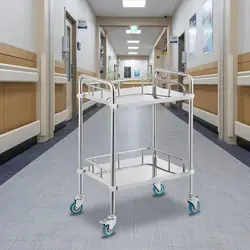 Utility Cart with 360° Silent Wheels Lab Serving Cart Stainless Steel Rolling Cart for Fixing Kitchen Clinic Salon Lab Equipment