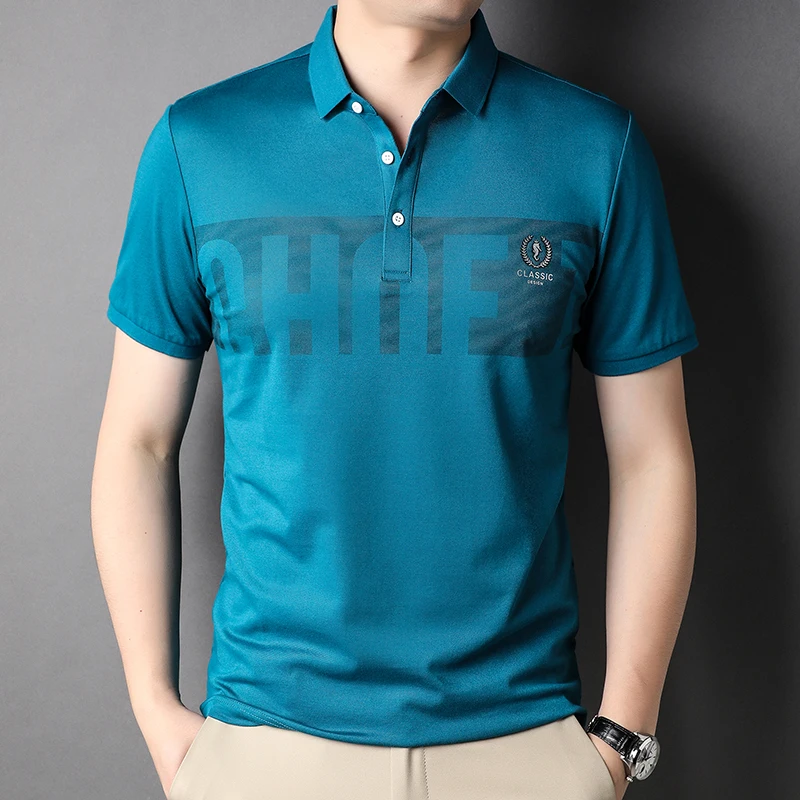 

Brand Business Casual Short Sleeve Polo-Shirt Men Clothes Spring Summer Classic Printing Color Slim Fit Cotton Tops Size M-XXXXL