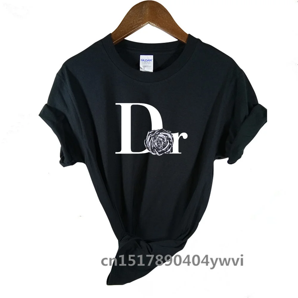 

Футболка с круглым вырезом для мужчин и женщин, базовая хлопковая футболка с короткими рукавами и принтом букв D и R, для лета