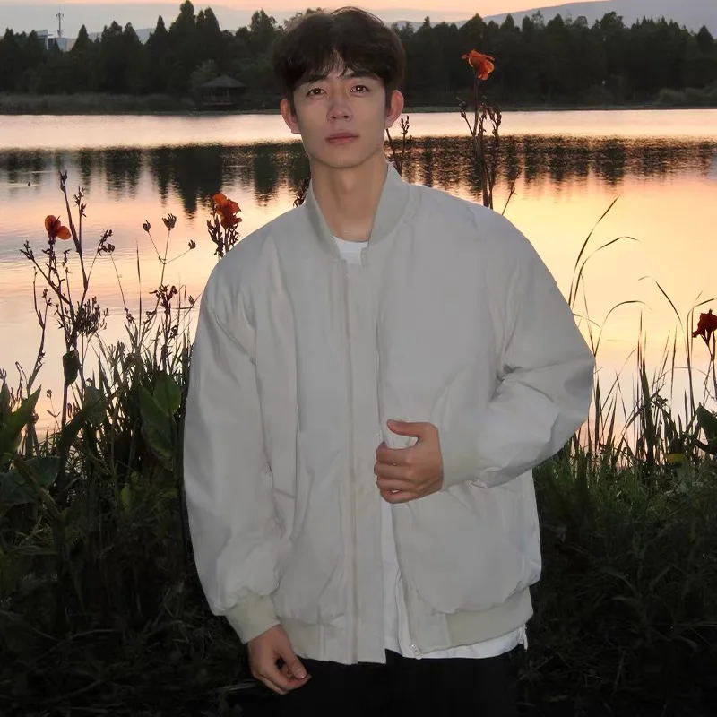 따뜻한 면 재킷 남성용 야구 스타일 겨울 코트 파일럿 작업복 재킷 소년용 가을 겨울 루즈핏 긴팔 지퍼