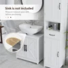 Homcom Pedestal Sink Storage Cabinet, Farmhouse Freestanding Bathroom Sink Cabinet with 2 Barn Doors and Adjustable Shelf, White 4