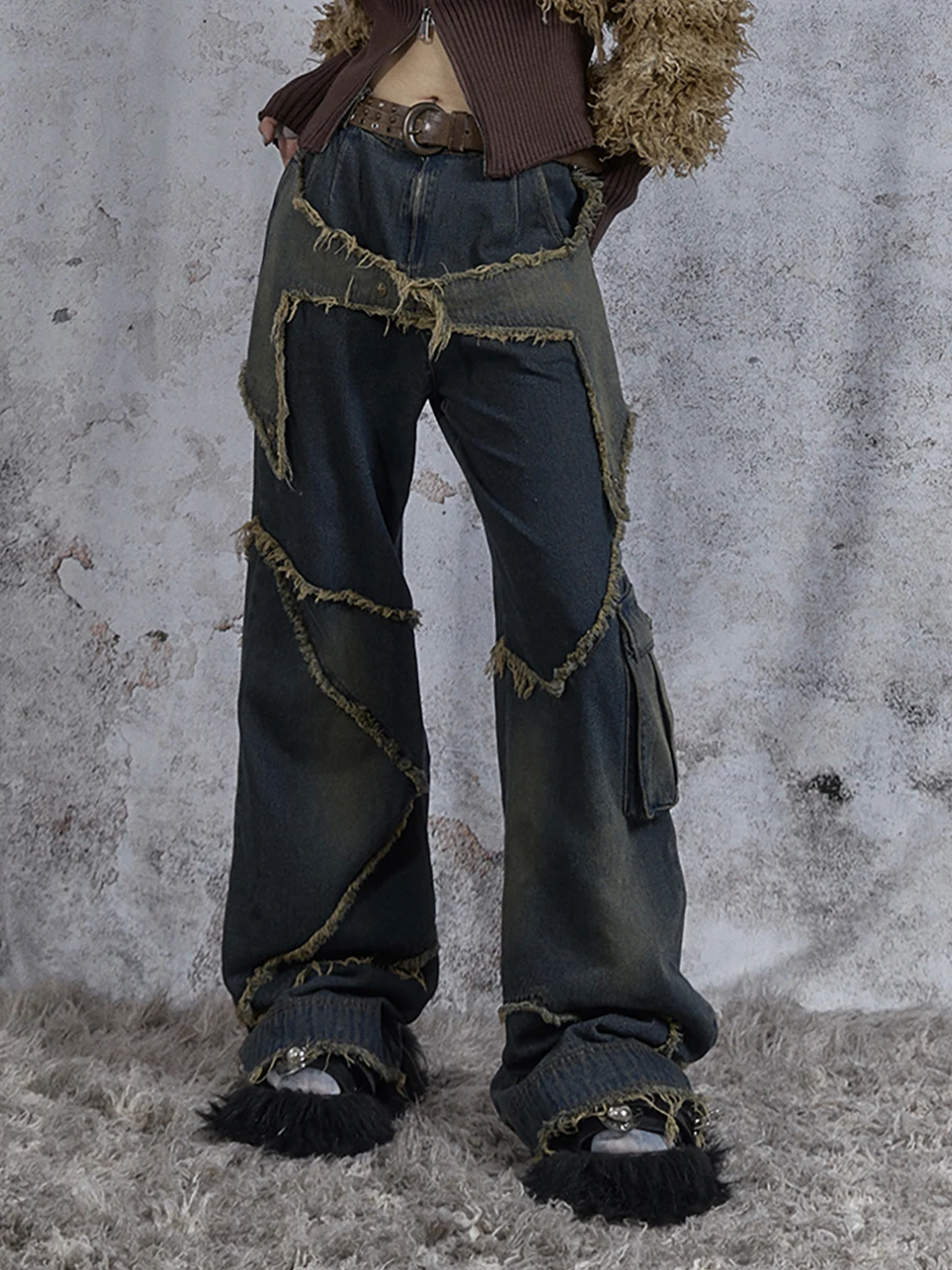 

Jeans for Women Y2k Style Street Dance Hip Hop Rap Flare Trousers Casual Fashion Baggy Autumn Winter Streetwear Wide Denim Pants