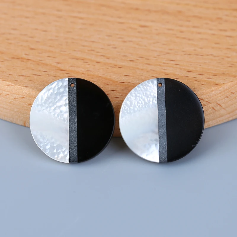 Semiprecious Natural Stone Shell,Hematite,Obsidian Intarsia Earring Bead Accessories For Women 22x2.5mm