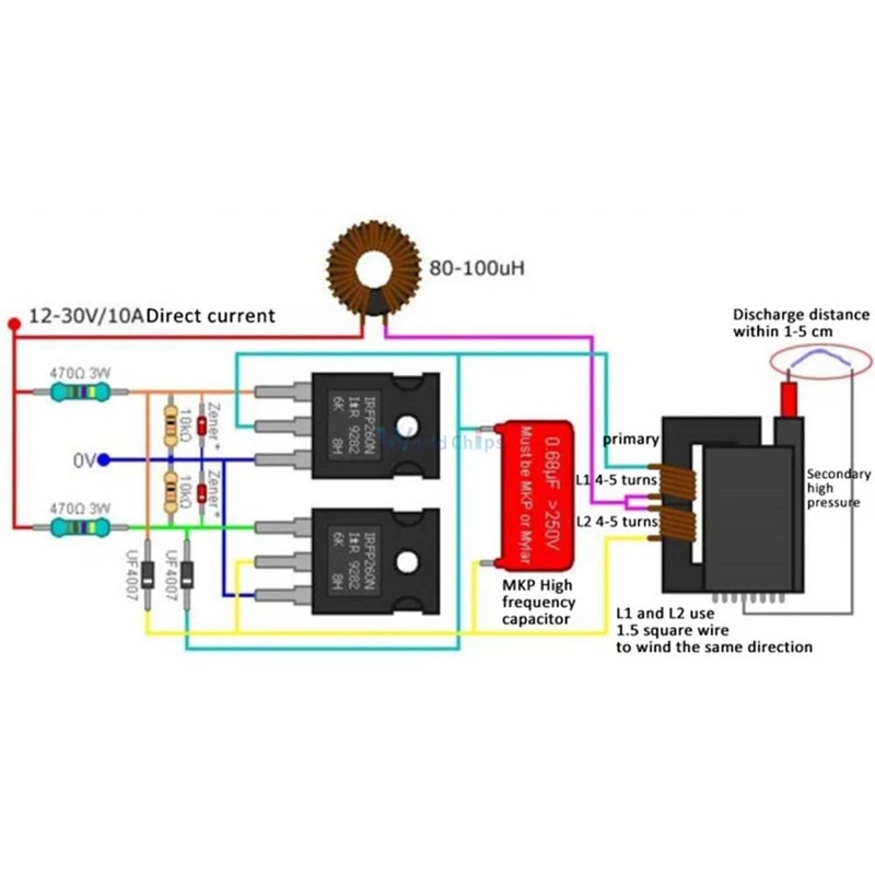 NEW-250W ZVS 테슬라 코일 플라이백 드라이버, 점화 코일, SGTC, 막스 발전기, 팬 포함, 15A DC12-30V