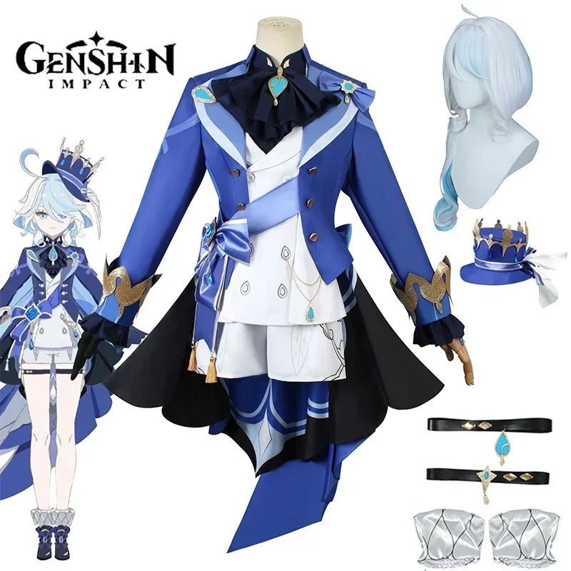 

Game Genshin Impact Furina Cosplay Costume Hat Wig Women Water God Fontaine Focalors Cosplay Outfit Dress Halloween Costumes
