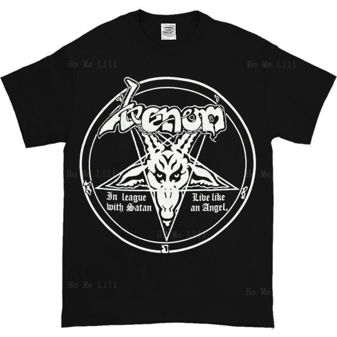 Venom In League Con Satan New Black T-Shirt Unisex Concert Tee Abbigliamento Uomo