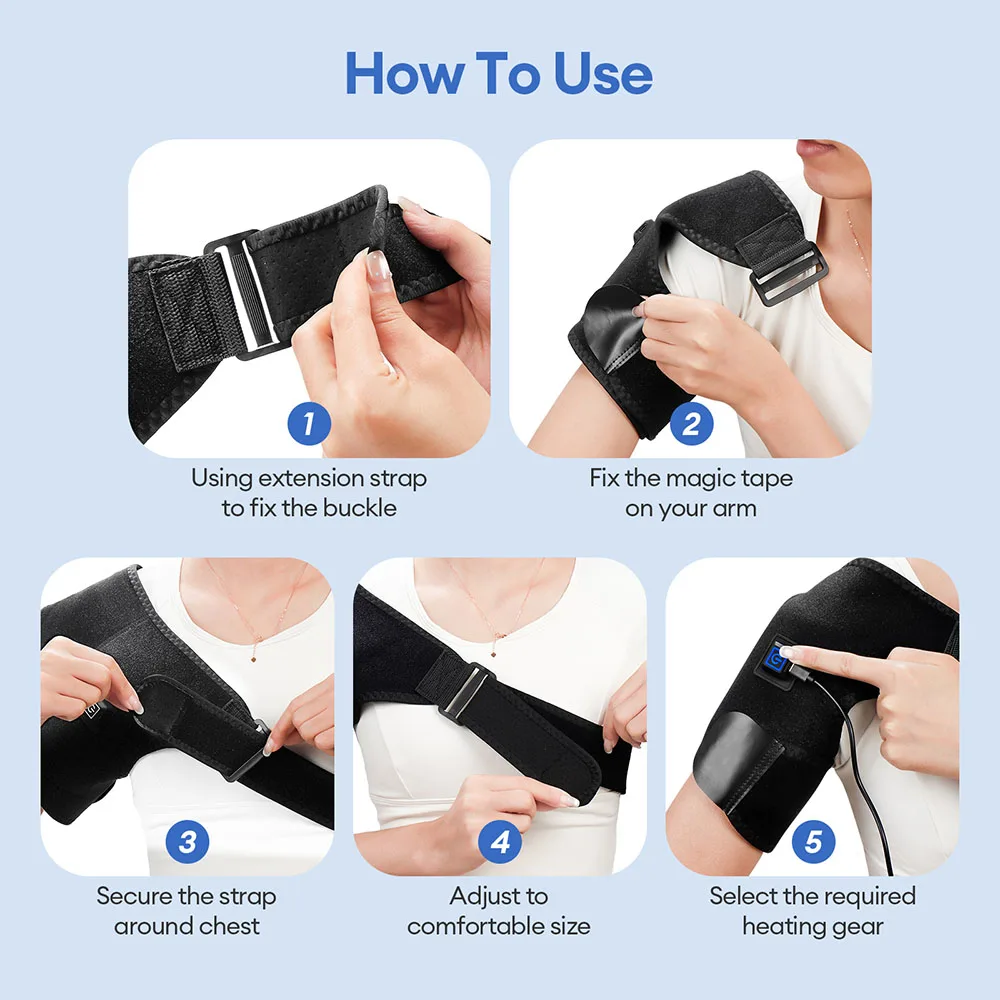 Heated Shoulder Brace Wrap Shoulder Massage USB Electric Heating Pad Support Belt Strap For Arm Shoulder Fitness Brace Keep Warm