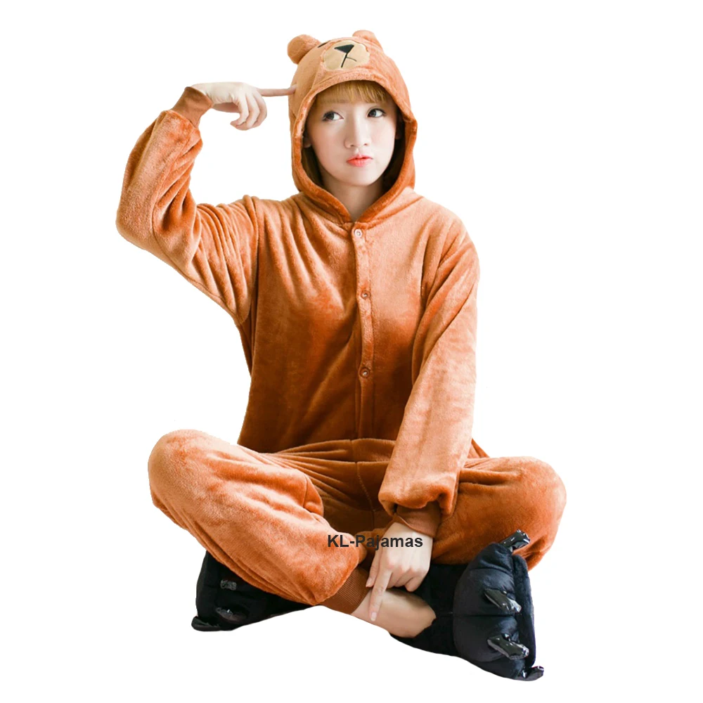 Unisex Adult Women Cartoon Bear Costume Halloween Christmas Onesies Men's Plush Cosplay Pajamas Winter Flannel Kigurumi Jumpsuit family clothes cartoon adult onesies pajamas women autumn winter flannel sleepwear animal christmas halloween festivel pyjamas