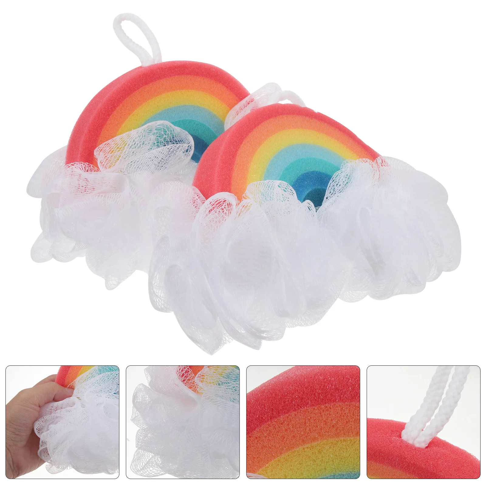 

2pcs Rainbow Design Shower Kids Bath Ball Shower Sponge Body Scrubbers