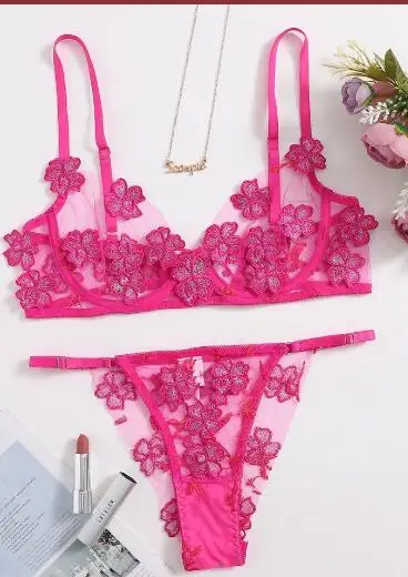 underwear sets sale Sexy push up lingerie embroidery women underwear 2pcs floral mesh ultra thin lingerie set lace see through nightwear lengerielingerie set,  sexy bralette set, underwear set, crop tops,  push up outsidewear intimate red bra set
