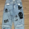 Streetwear Jeans Y2K Hip Hop Punk Rock Graphic Print Retro Blue Baggy Jeans Mens Womens New High Waisted Wide Leg Trousers 2