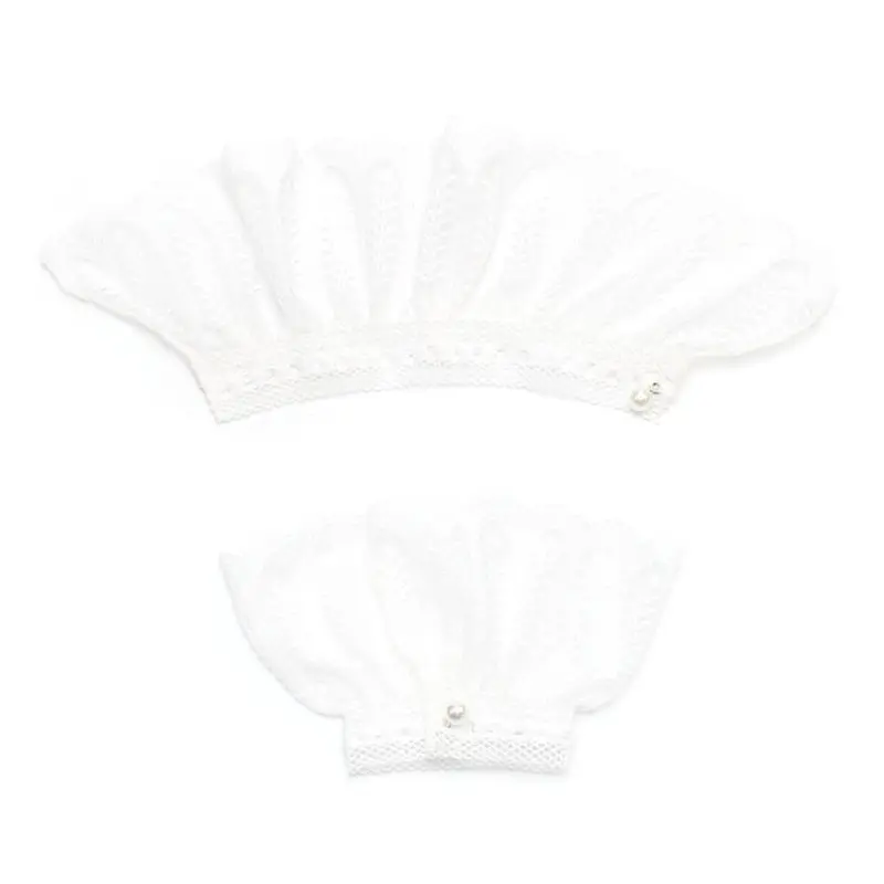 

Y166 Vintage Womens Pleated Decorated Horn Cuffs Floral Lace Fake Sleeves