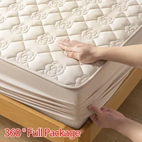 Waterproof Mattress Cover Multi Size Fitted Sheet Bed Cover Machine-Wash Bedspreads For Double Bed Anti Stain 12 Colors Bed Home 1