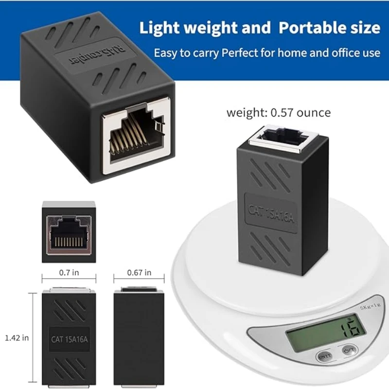 kubie RJ45 암-암 포트 네트워크 이더넷 LAN 분배기 커넥터 전송 헤드 RJ45 어댑터 커플러 CAT5 CAT6 소켓
