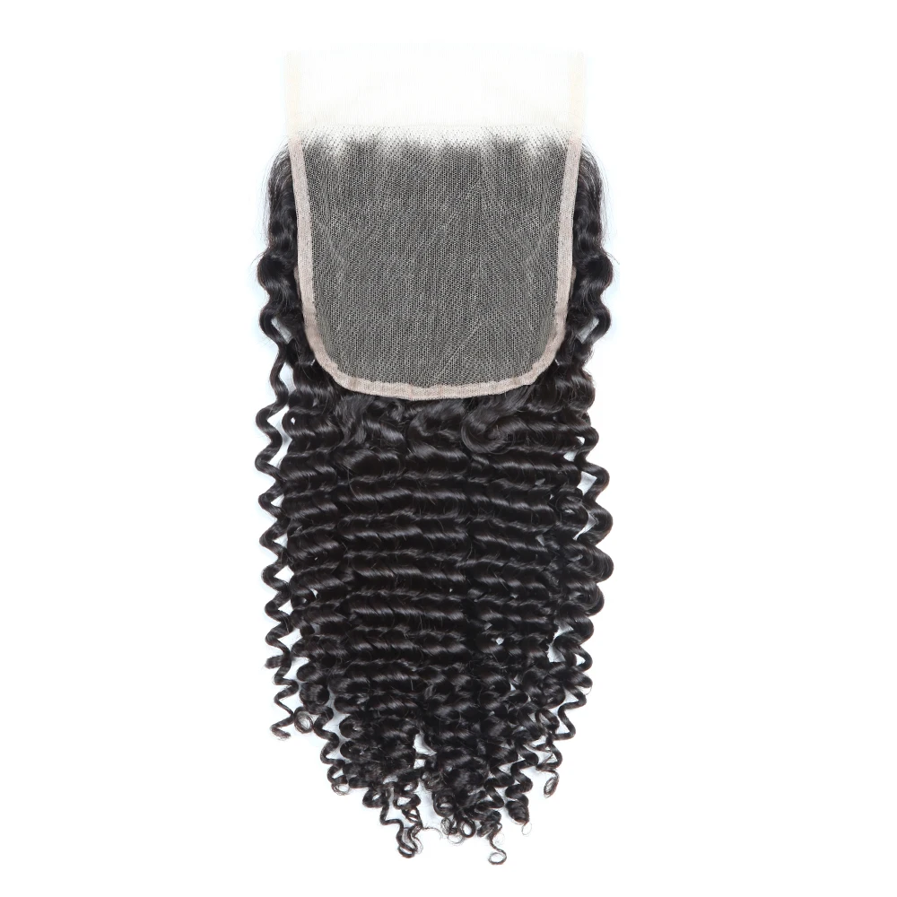 5x5 Deep Curly Lace Closure Transparent Curly Human Hair Brazilian Hair Swiss Lace Closures Melt Skins Small Knots Natural Color human hair extensions,human hair closure,human hair lace product,human hair frontal
