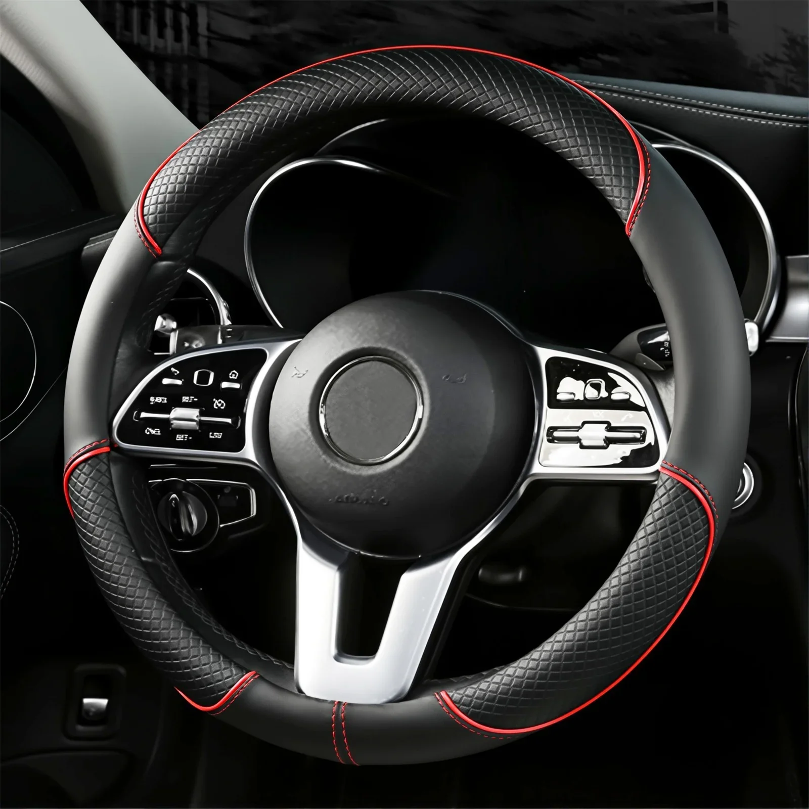 Pu Leather Anti Slip Car Steering Wheel Cover