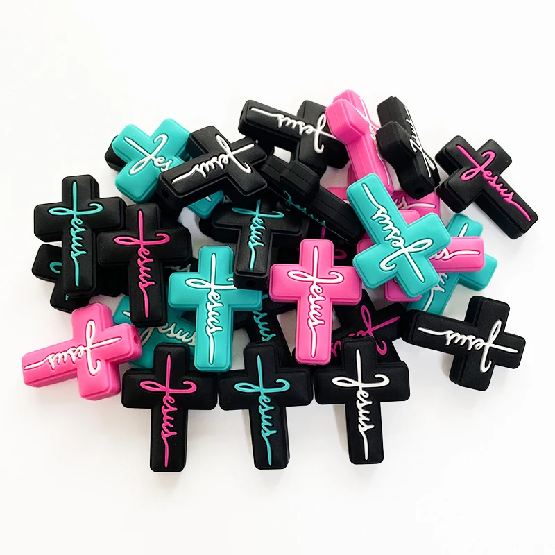 10Pcs Hot Sale Food grade Cross Silicone Focal Beads Jewelry  Baby Molar Toy For Pen Making  Bracelets Handmade Accessories 3