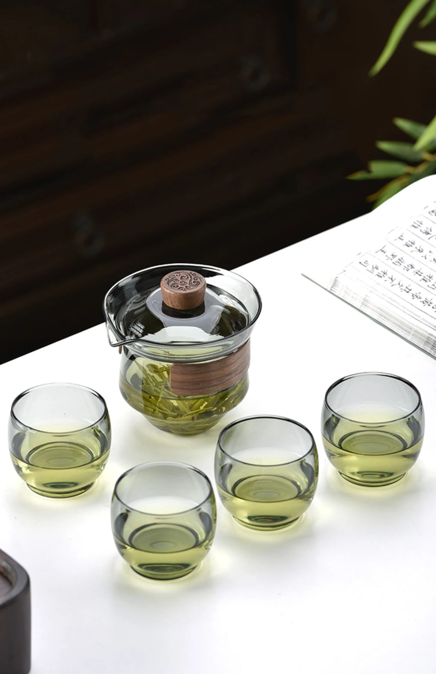 Description Picture 2 of itemGIANXI Glass Tureen Transparent Thickening Heat Resistant Glass Teapot Cover Bowl Puer Oolong Kung Fu Tea Set Drinkware