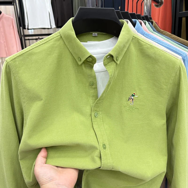 Spring and Autumn New 100% Cotton Long Sleeve Shirt for Men's Business, Leisure, Skin Friendly, Comfortable Collar Shirt Coat
