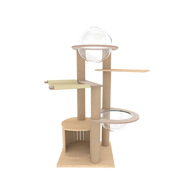 

top seller Factory wholesale Large Space capsule Solid wood cat tree scratcher cat tree house cat tree