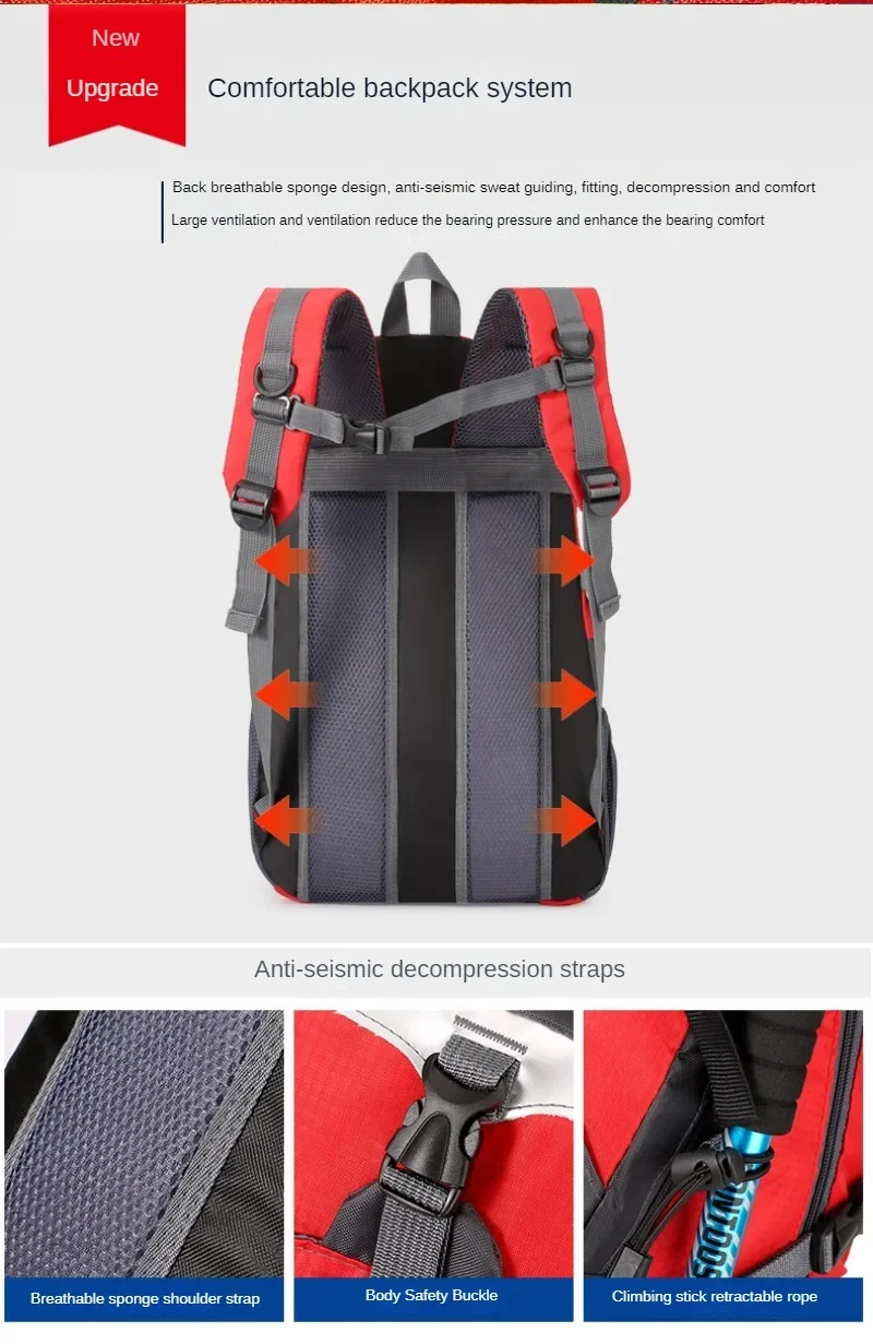 Description Picture 5 of itemQuality Nylon Waterproof Travel Backpacks Men Climbing Travel Bags Hiking Backpack Outdoor Sport School Bag Men Backpack Women