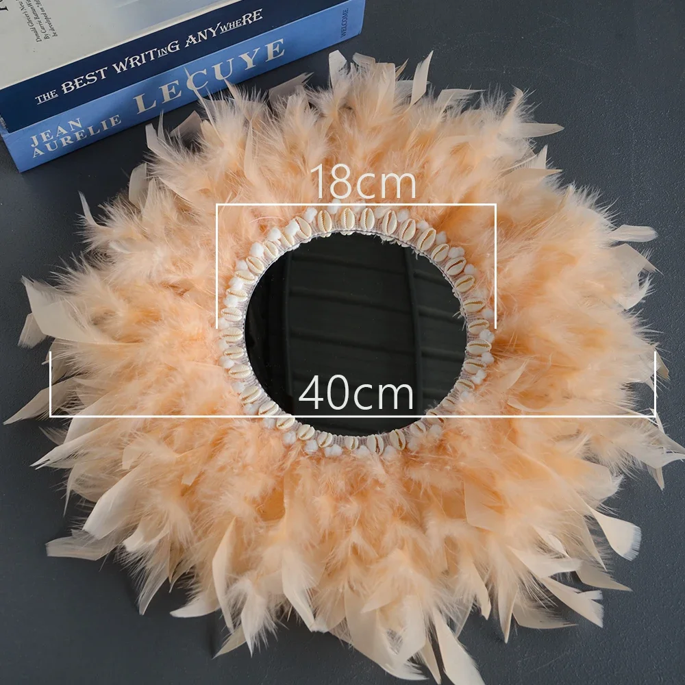 Feather Shell Decorative Mirror Nordic Decorative Living Room Bedroom Dressing Mirror Bathroom
